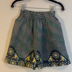 Cotton Gauze Kantha Quilt Sashiko Stitch High Rise Elastic Waistband Shorts XS/S
